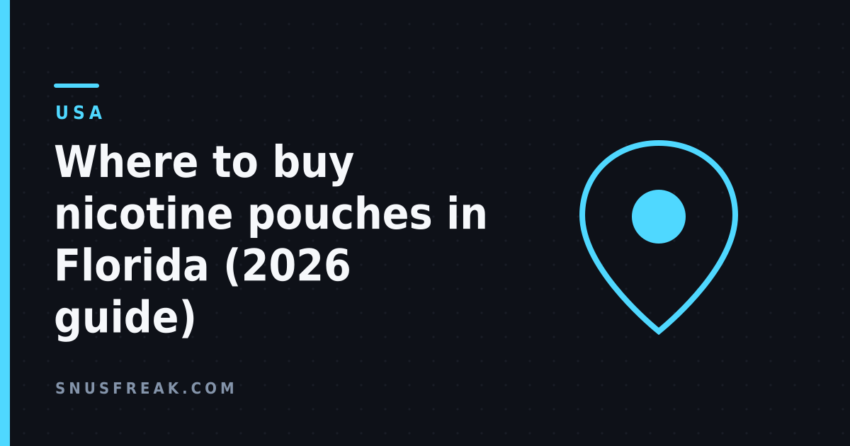 Dark graphic with a location pin outline in cyan beside the article title, in the Snus Freak house style