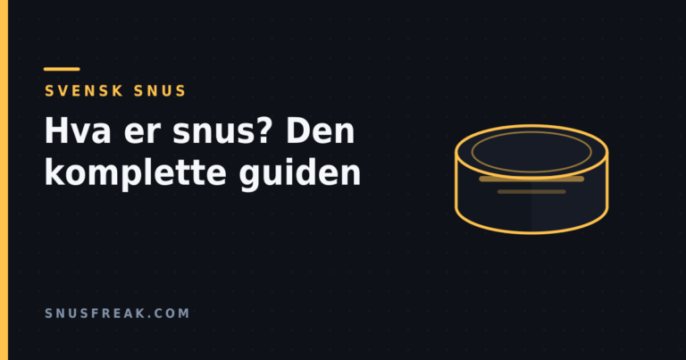 En snusboks i Snus Freak-stil, ved siden av artikkeltittelen