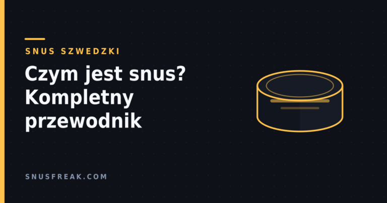Puszka snusu w stylu Snus Freak, obok tytułu artykułu