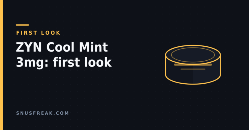 Dark graphic with a plain unbranded pouch can drawn in amber line art beside the article title, in the Snus Freak house style