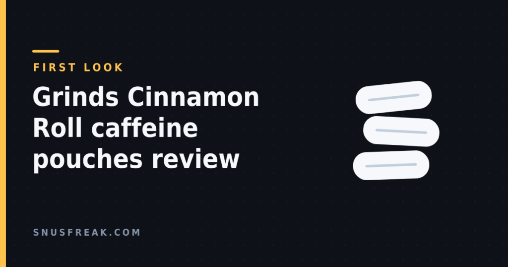 Dark title card reading FIRST LOOK above the article title, with three plain white pouch shapes stacked at the right.