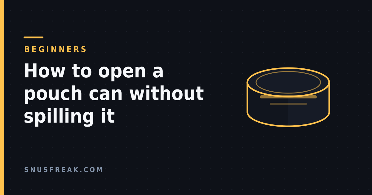 Dark graphic of a plain outlined can with its lid beside the article title, in the Snus Freak house style