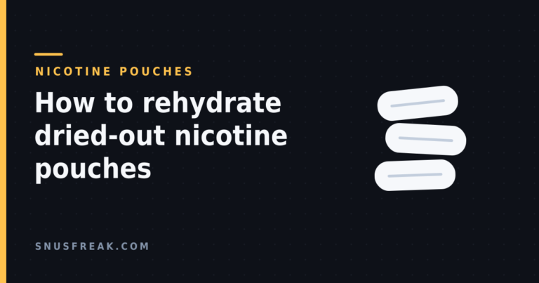 Three stylised white nicotine pouches stacked against a dark background, with the article title.