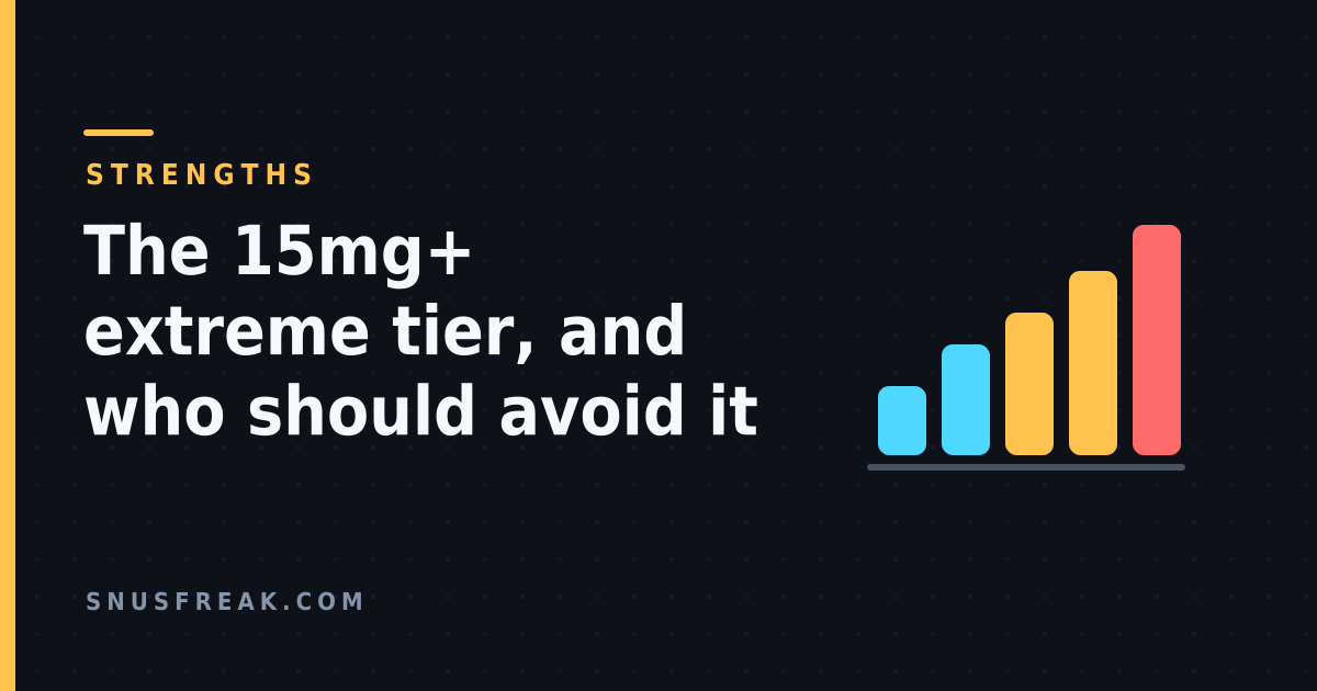 Bar chart of rising nicotine strengths in blue, amber and red on a dark background, with the article title.