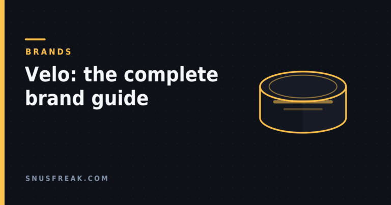 Line illustration of a plain nicotine pouch can on a dark background, with the article title.