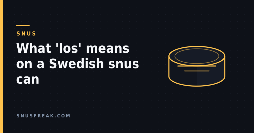 A stylised snus can drawn in gold outline on a dark background, with the article title.