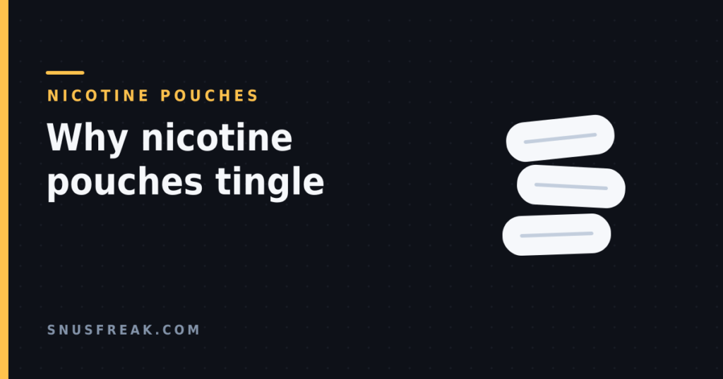 Three plain white oral pouches stacked at slight angles on a dark background, drawn as flat line art