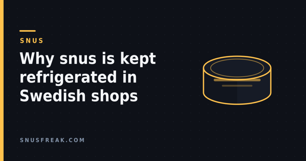 Dark graphic headed SNUS with the article title beside a line drawing of a round snus can, in the site house style.
