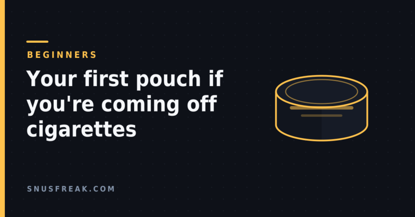 Line drawing of a generic snus can with its lid outlined in amber, on a dark background